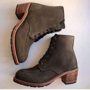 redwing • heritage clara boots usa made welted sole stacked leather heel olive